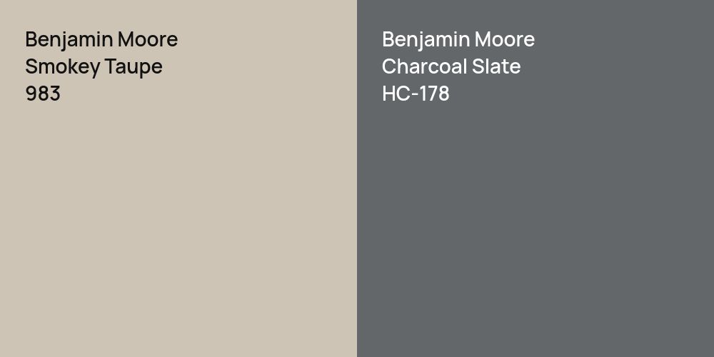 Benjamin Moore Smokey Taupe vs. Benjamin Moore Charcoal Slate