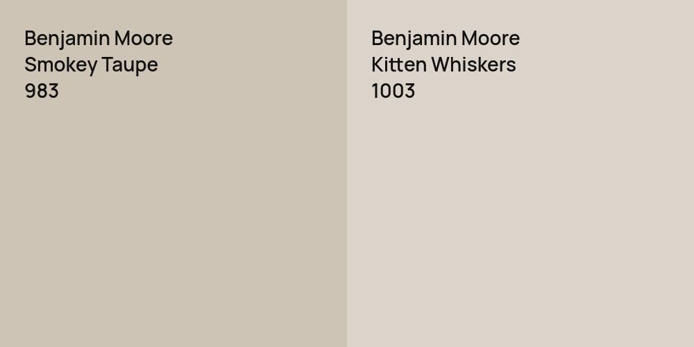 Benjamin Moore Smokey Taupe vs. Benjamin Moore Kitten Whiskers