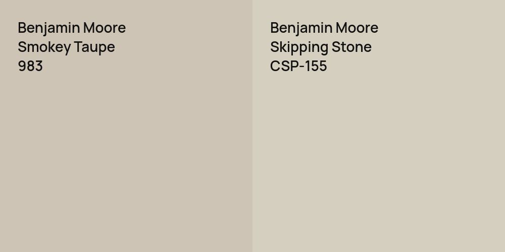 Benjamin Moore Smokey Taupe vs. Benjamin Moore Skipping Stone