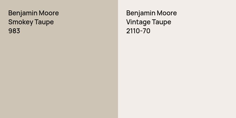 Benjamin Moore Smokey Taupe vs. Benjamin Moore Vintage Taupe comparison