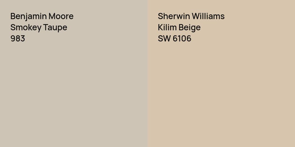 Benjamin Moore Smokey Taupe vs. Sherwin Williams Kilim Beige