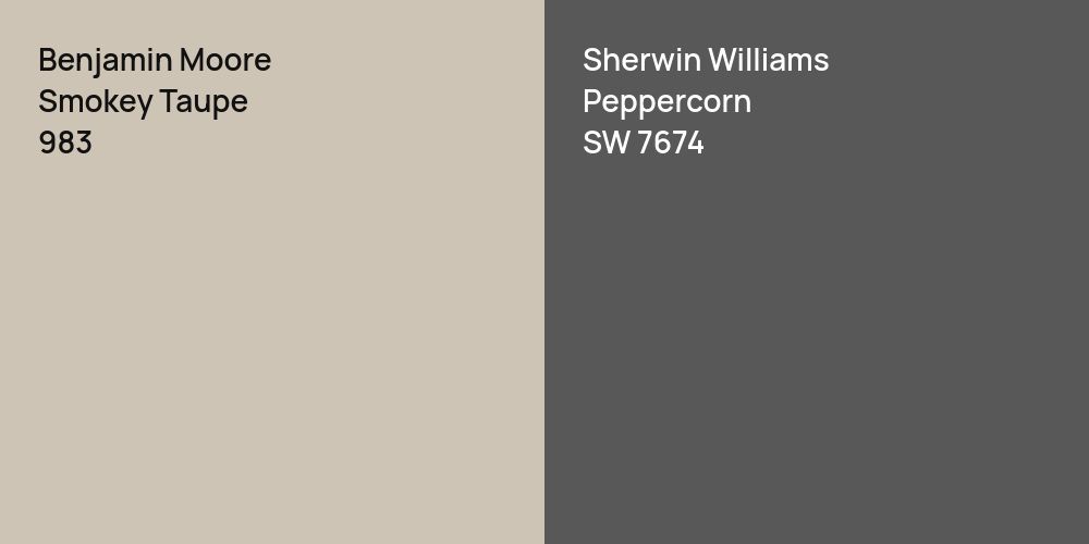 Benjamin Moore Smokey Taupe vs. Sherwin Williams Peppercorn