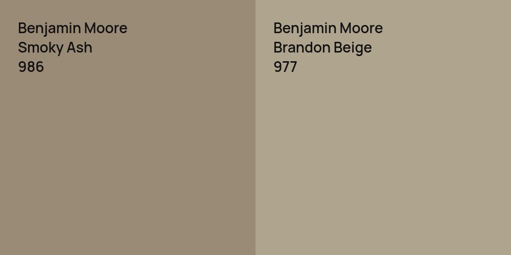 Benjamin Moore Smoky Ash vs. Benjamin Moore Brandon Beige