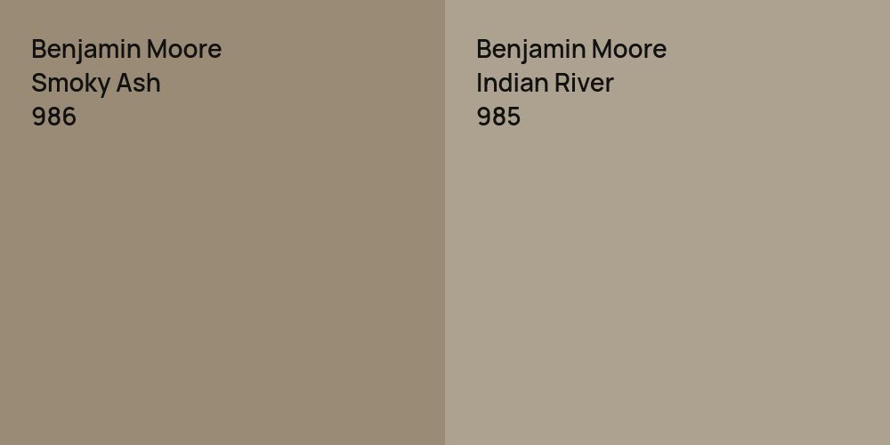 Benjamin Moore Smoky Ash vs. Benjamin Moore Indian River