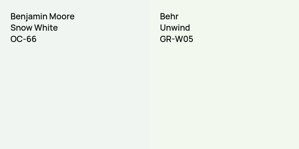 Benjamin Moore Snow White vs. Behr Unwind