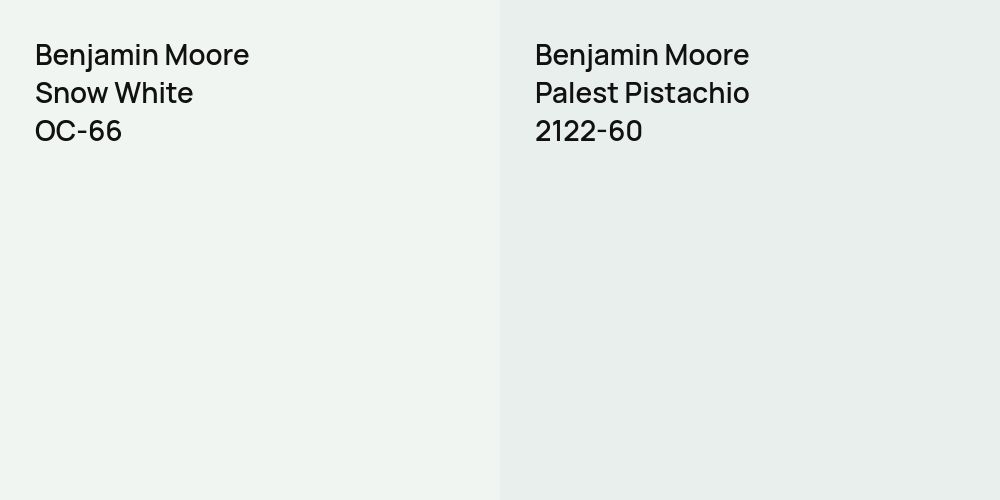 Benjamin Moore Snow White vs. Benjamin Moore Palest Pistachio