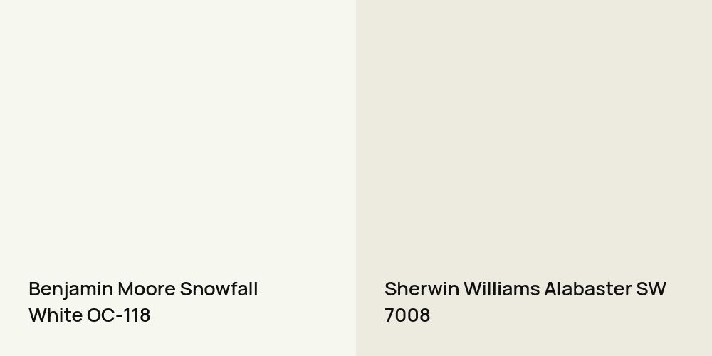 Benjamin Moore Snowfall White vs. Sherwin Williams Alabaster