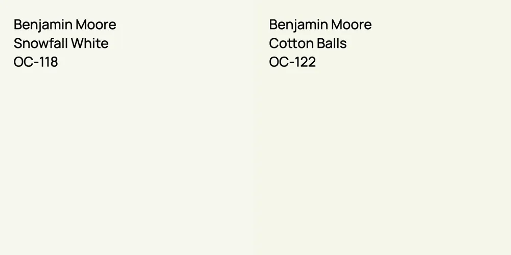 Benjamin Moore Snowfall White vs. Benjamin Moore Cotton Balls