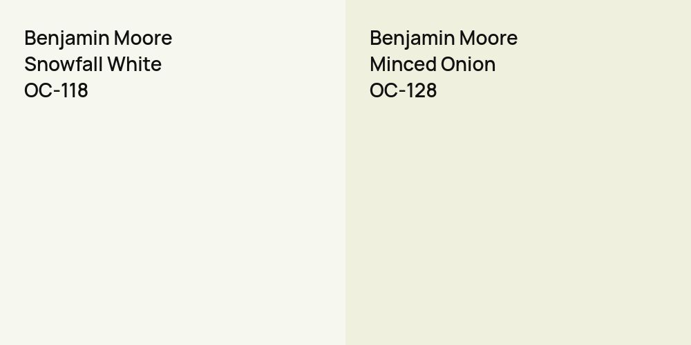 Benjamin Moore Snowfall White vs. Benjamin Moore Minced Onion