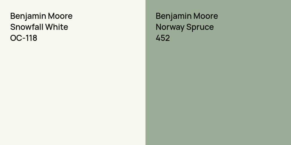 Benjamin Moore Snowfall White vs. Benjamin Moore Norway Spruce