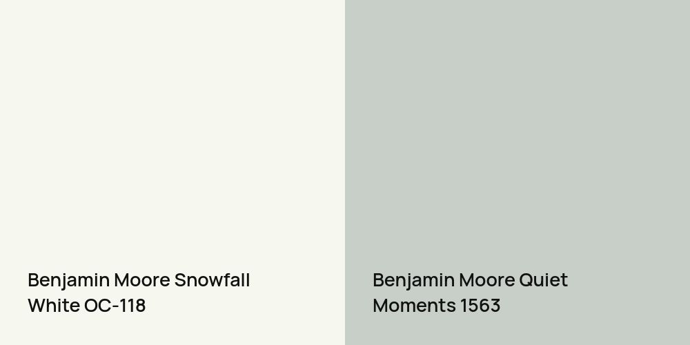 Benjamin Moore Snowfall White vs. Benjamin Moore Quiet Moments