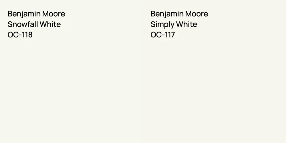 Benjamin Moore Snowfall White vs. Benjamin Moore Simply White