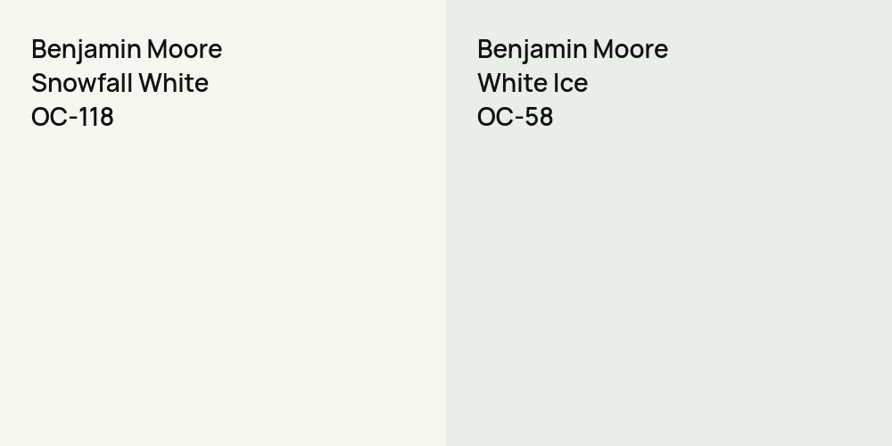 Benjamin Moore Snowfall White vs. Benjamin Moore White Ice