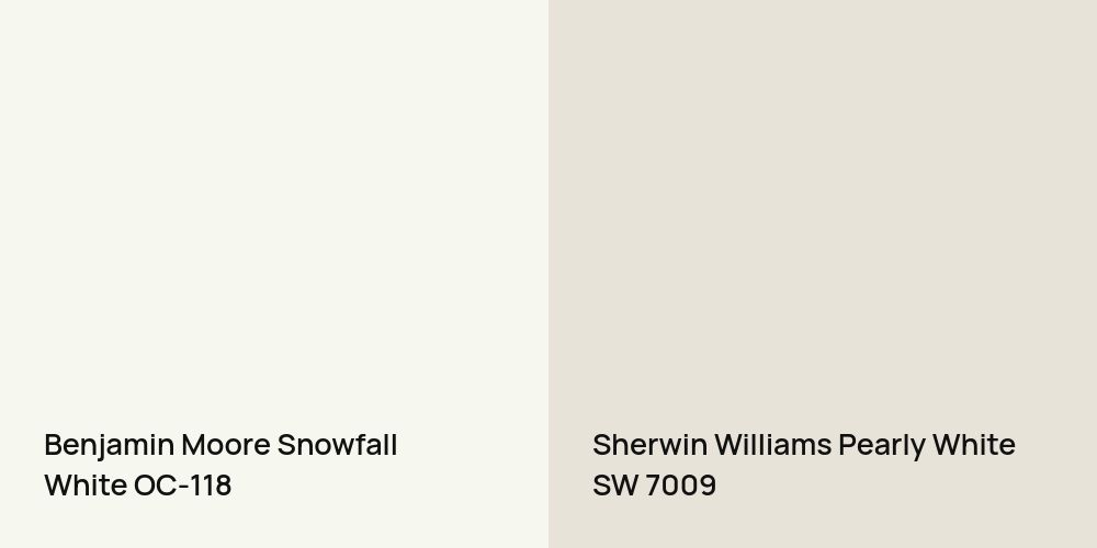 Benjamin Moore Snowfall White vs. Sherwin Williams Pearly White