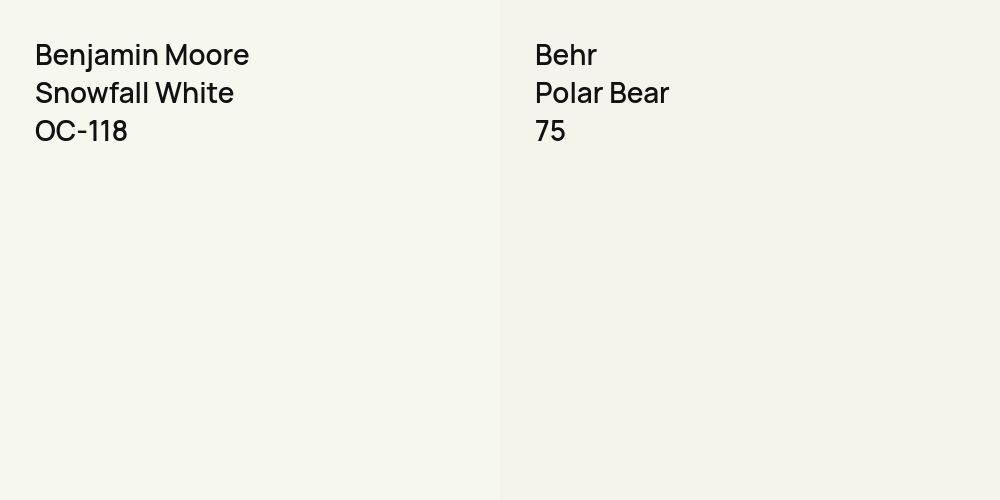 Benjamin Moore Snowfall White vs. Behr Polar Bear