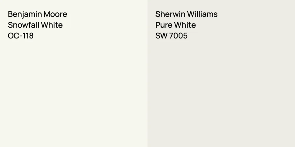 Benjamin Moore Snowfall White vs. Sherwin Williams Pure White