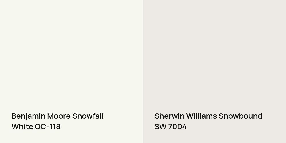 Benjamin Moore Snowfall White vs. Sherwin Williams Snowbound