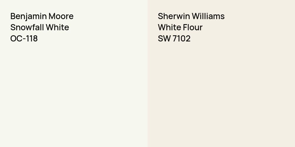 Benjamin Moore Snowfall White vs. Sherwin Williams White Flour