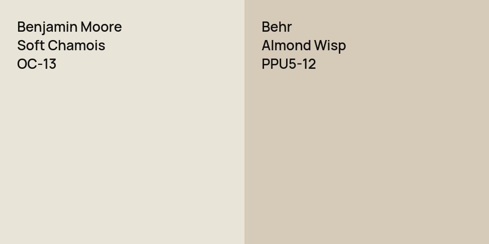 Benjamin Moore Soft Chamois vs. Behr Almond Wisp