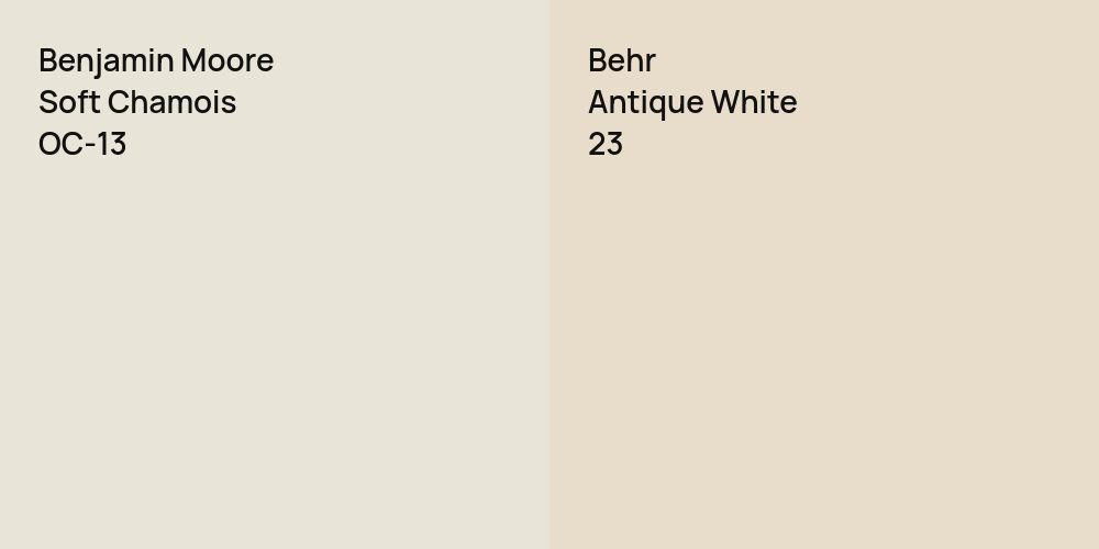 Benjamin Moore Soft Chamois vs. Behr Antique White