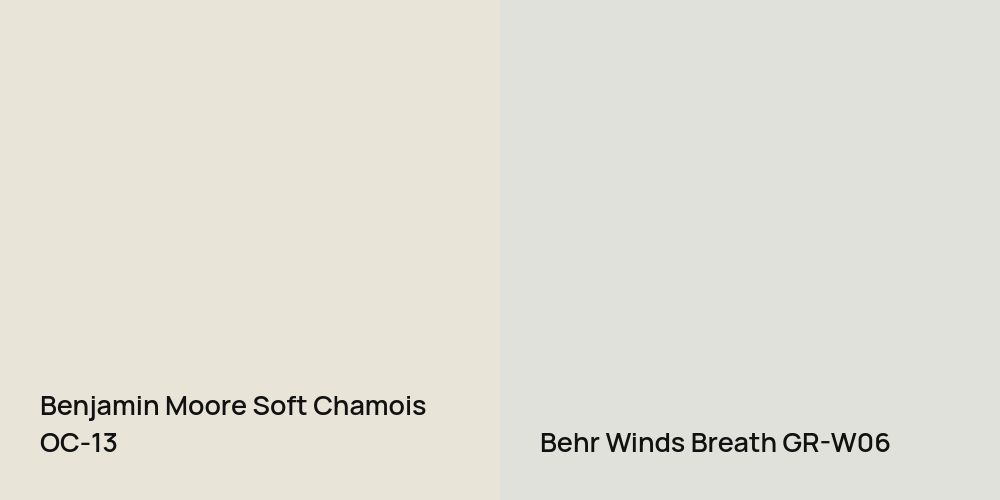 Benjamin Moore Soft Chamois vs. Behr Winds Breath