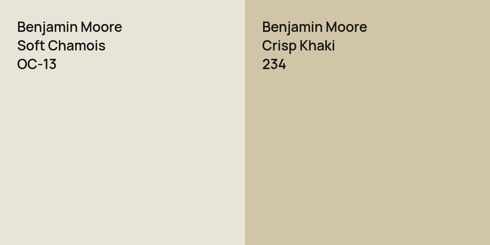 Benjamin Moore Soft Chamois vs. Benjamin Moore Crisp Khaki