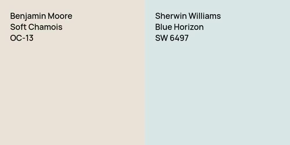 Benjamin Moore Soft Chamois vs. Sherwin Williams Blue Horizon