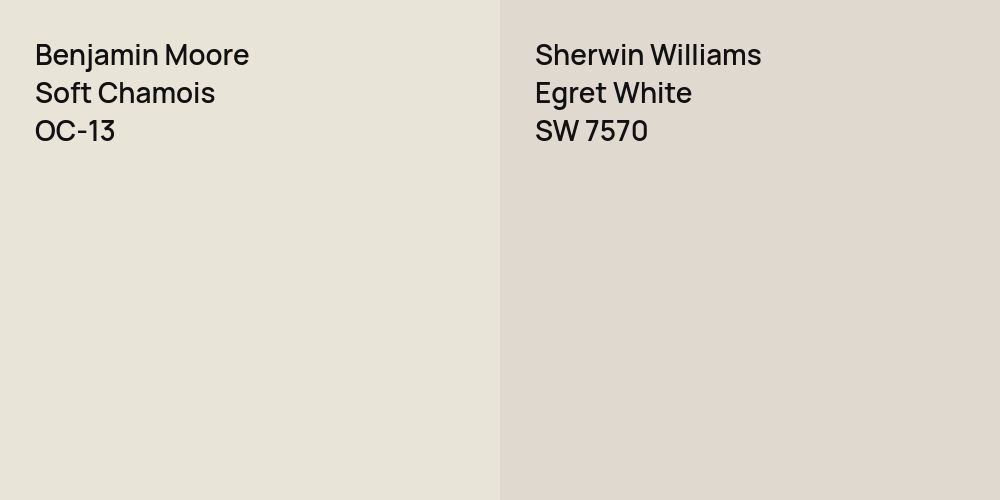 Benjamin Moore Soft Chamois vs. Sherwin Williams Egret White