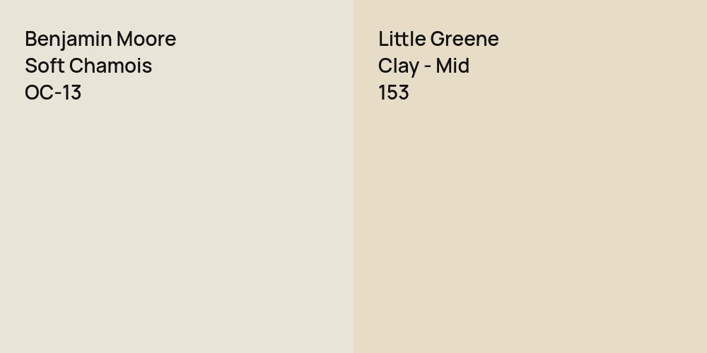 Benjamin Moore Soft Chamois vs. Little Greene Clay - Mid