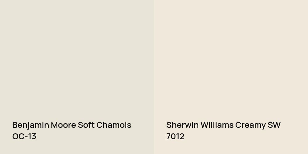 Benjamin Moore Soft Chamois Vs Sherwin Williams Creamy Color Comparison