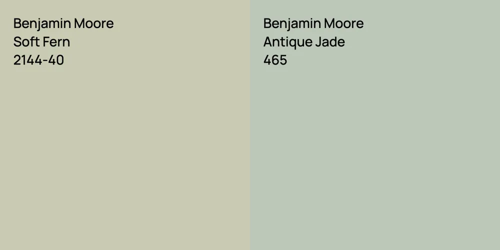 Benjamin Moore Soft Fern vs. Benjamin Moore Antique Jade