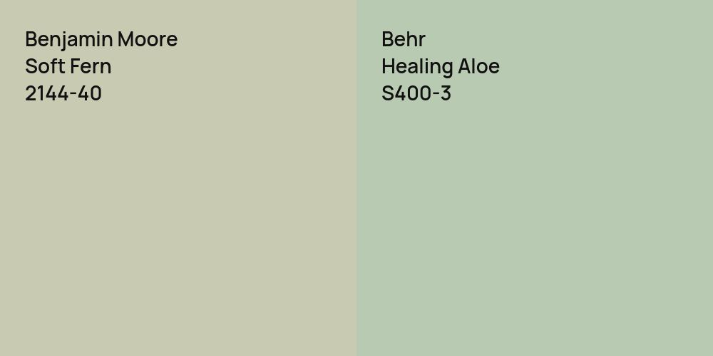 Benjamin Moore Soft Fern vs. Behr Healing Aloe