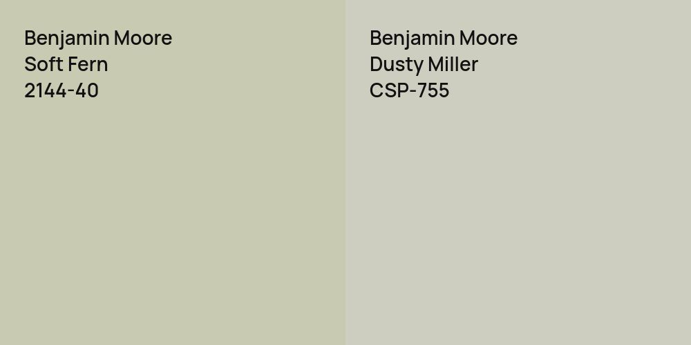 Benjamin Moore Soft Fern vs. Benjamin Moore Dusty Miller