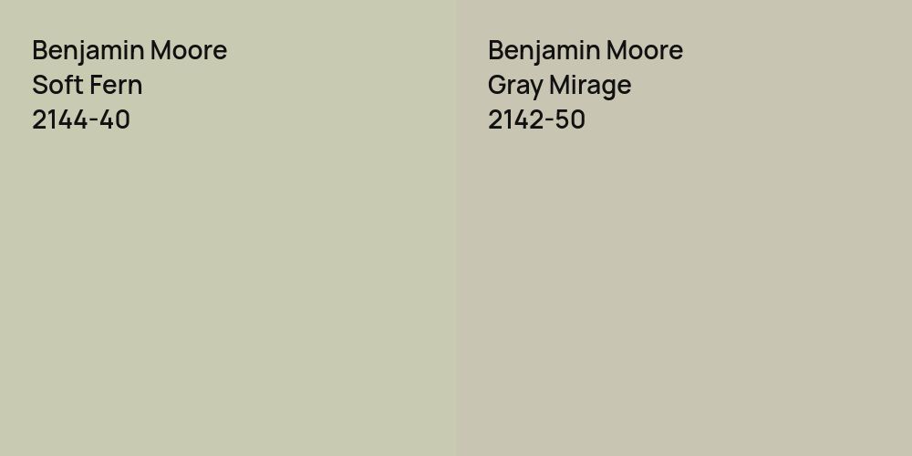 Benjamin Moore Soft Fern vs. Benjamin Moore Gray Mirage