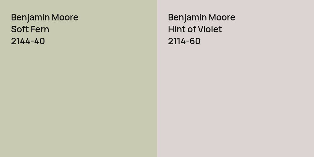 Benjamin Moore Soft Fern vs. Benjamin Moore Hint of Violet