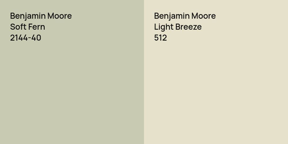 Benjamin Moore Soft Fern vs. Benjamin Moore Light Breeze