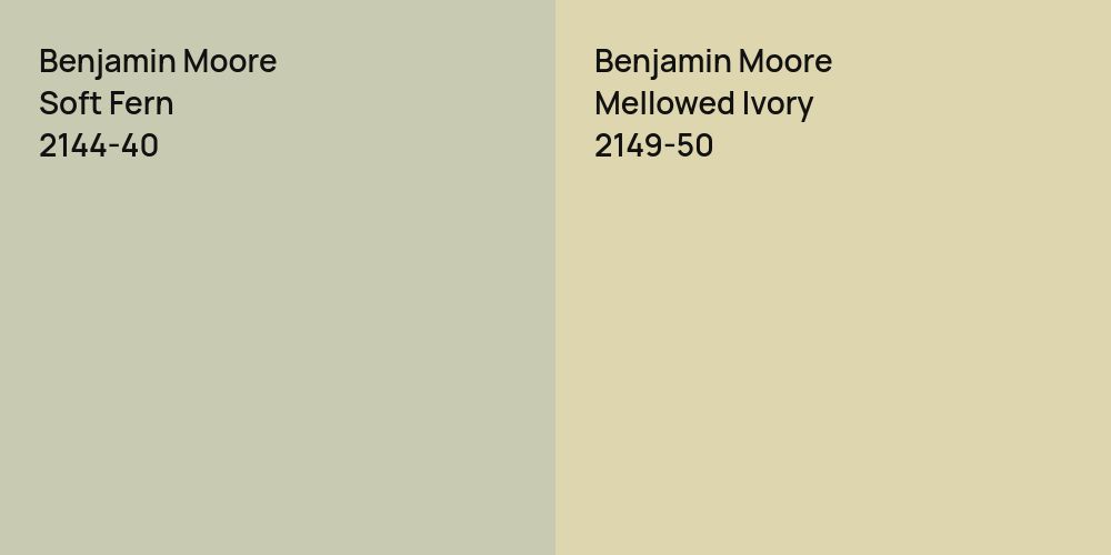 Benjamin Moore Soft Fern vs. Benjamin Moore Mellowed Ivory