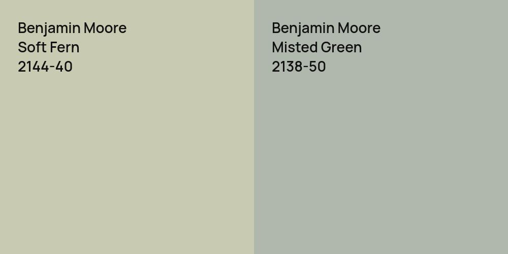 Benjamin Moore Soft Fern vs. Benjamin Moore Misted Green