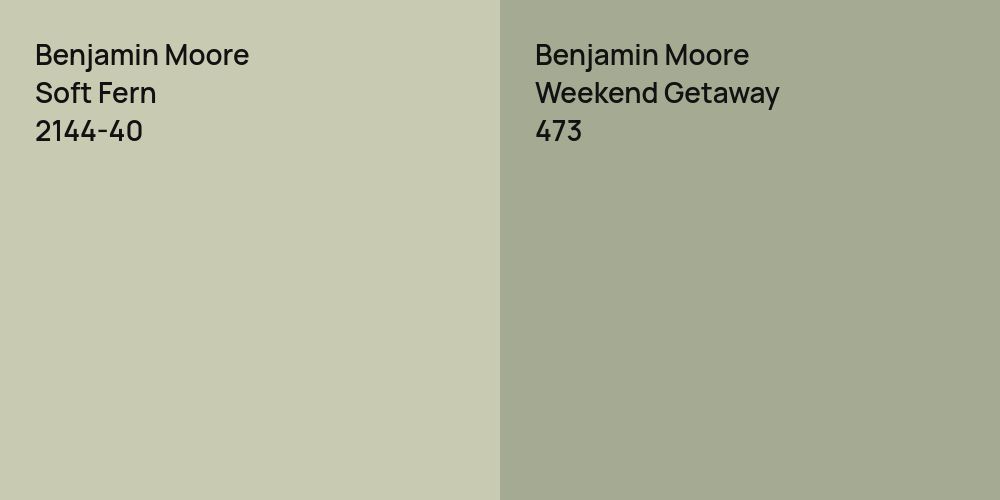 Benjamin Moore Soft Fern vs. Benjamin Moore Weekend Getaway