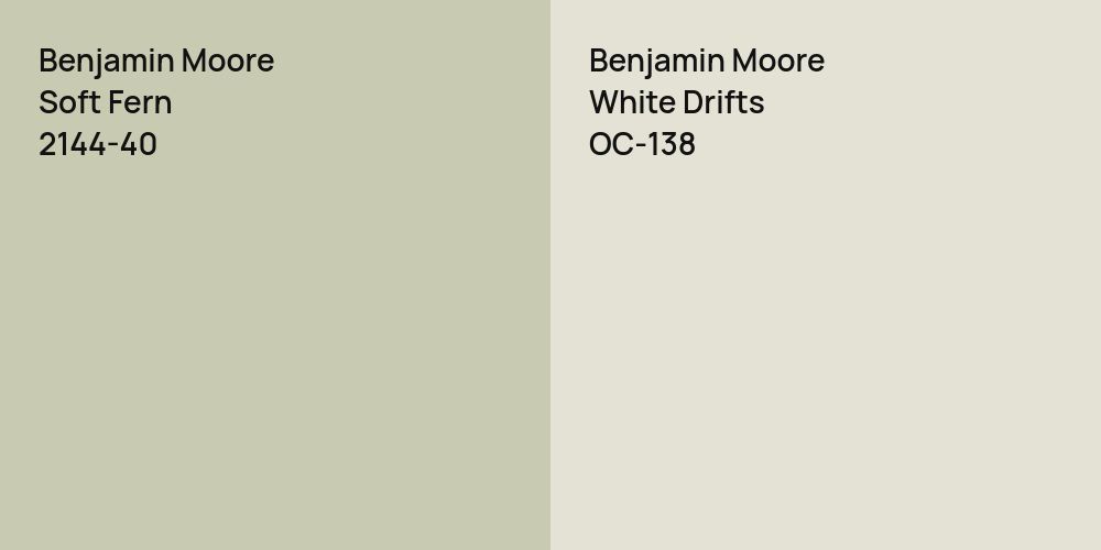 Benjamin Moore Soft Fern vs. Benjamin Moore White Drifts