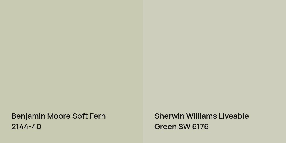 Benjamin Moore Soft Fern vs. Sherwin Williams Liveable Green