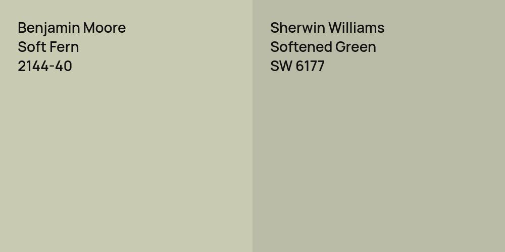 Benjamin Moore Soft Fern vs. Sherwin Williams Softened Green