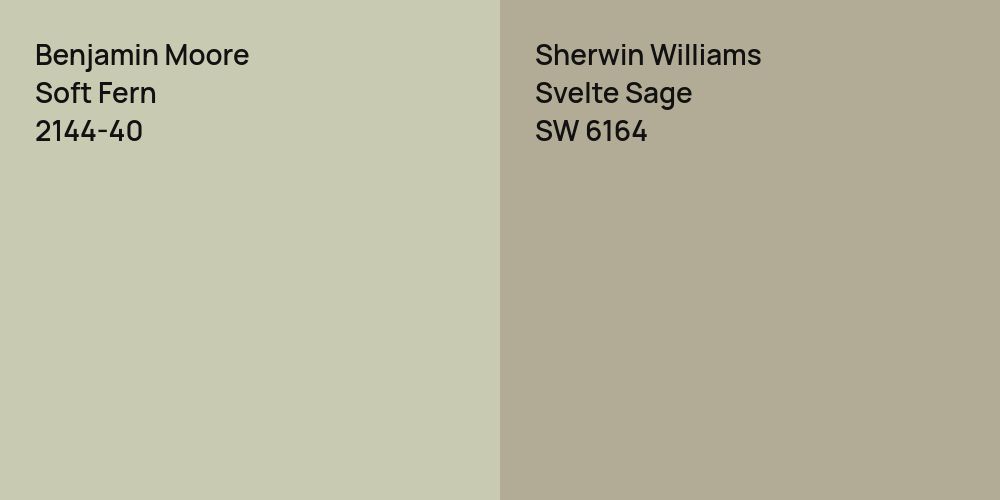 Benjamin Moore Soft Fern vs. Sherwin Williams Svelte Sage