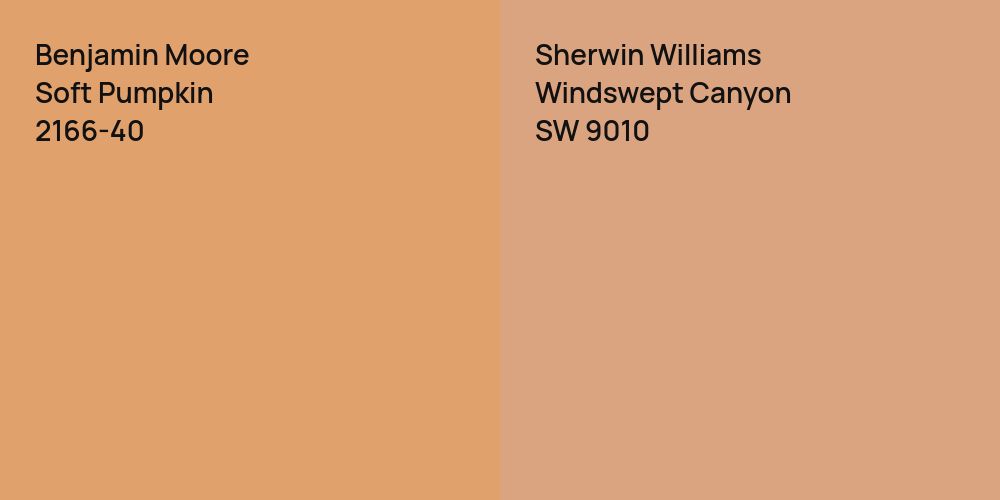 Benjamin Moore Soft Pumpkin vs. Sherwin Williams Windswept Canyon