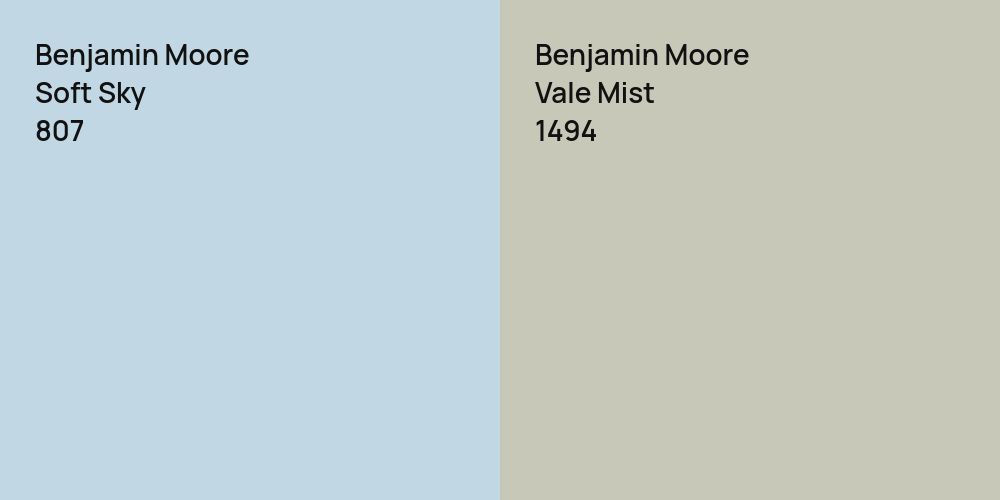 Benjamin Moore Soft Sky vs. Benjamin Moore Vale Mist