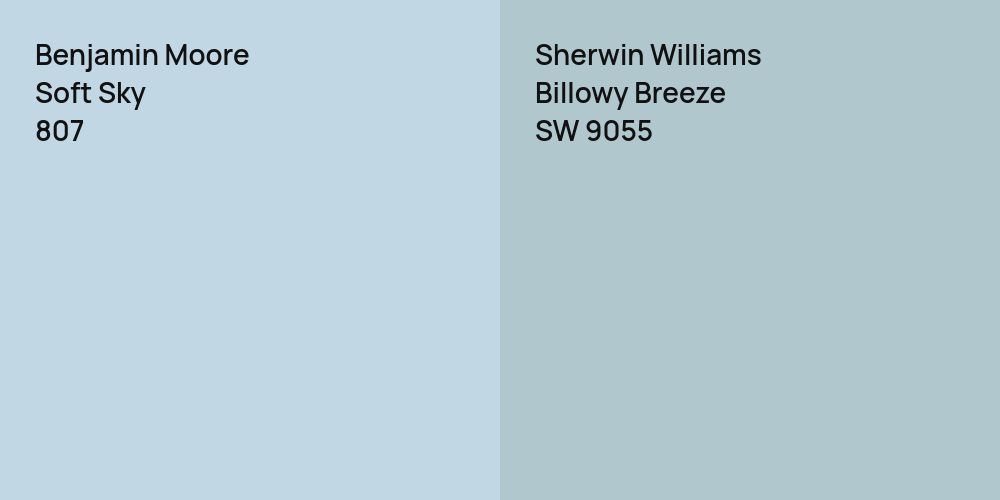 Benjamin Moore Soft Sky vs. Sherwin Williams Billowy Breeze