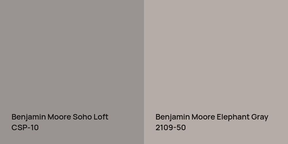 Benjamin Moore Soho Loft vs. Benjamin Moore Elephant Gray