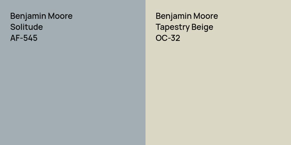 Benjamin Moore Solitude vs. Benjamin Moore Tapestry Beige