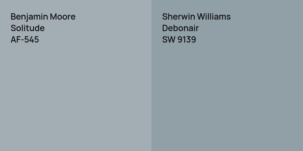 Benjamin Moore Solitude vs. Sherwin Williams Debonair