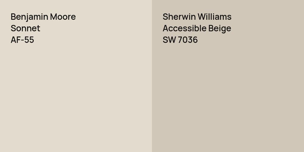 Benjamin Moore Sonnet vs. Sherwin Williams Accessible Beige